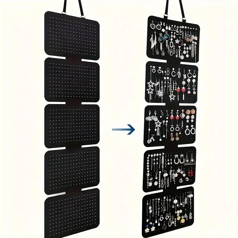 Jewelry Storage Rack, Home Jewelry Organizer, 1 Count 5 Layer Felt Jewelry Display Stand, Large Capacity Foldable Display Stand for Earrings, Pendants, Necklaces & Bracelets, Foldable Storage Organizer