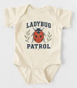 [BUBVORIE] Ladybug Patrol Onesie, Lady Bug Beetles Insects Baby Bodysuit, Natural Lover Infant Onesie, Pregnancy Announcement Onesie, Baby Shower Gift