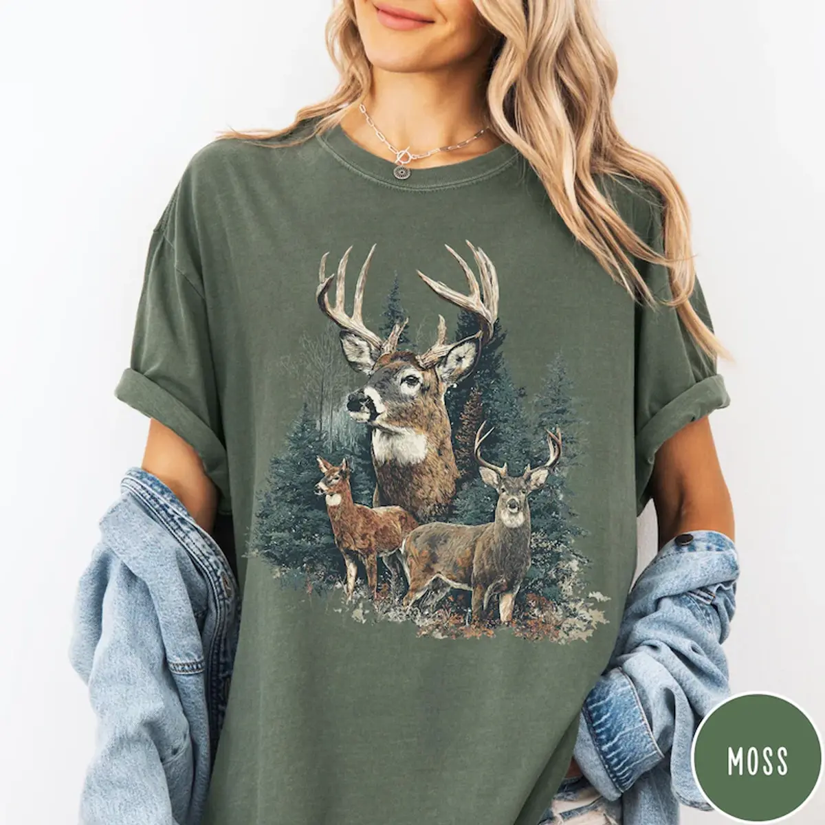Comfort Colors Vintage Deer Nature Wildlife Short Sleeve Letter Print T-Shirt, Unisex Retro Nature Tshirt, Deer Hunting Aesthetic, Outdoorsy Aesthetic Graphic Tee, Deer Shirt, oversized tshirt women, Outdoor Apparel Top Womenswear Gift for Her