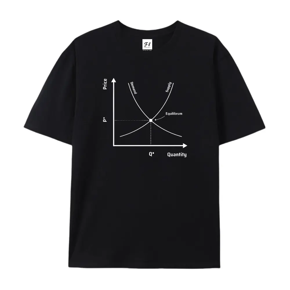 100% cotton short-sleeve shirt，Unisex Oversized Supply And Demand Economics Printed Craft T-Shirt, Nerdy Finance Soft Cotton Drop Shoulder Top, Casual Student Tee, summervibes, Juneteenth 2026, Independence Day, Back to School