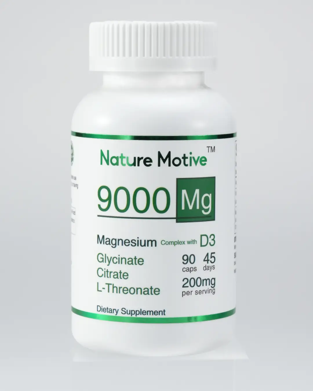 Nature Motive 9000 Mg Magnesium Complex, Glycinate, L-Threonate, Citrate + Vitamin D3 | Sleep Aid | Muscle Nerve, Energy, Brain, Bone, Immune Support