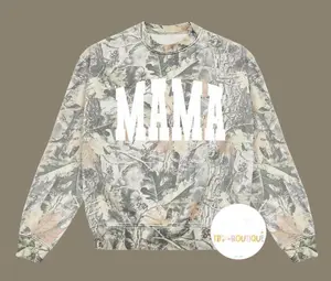 MAMA Camo Sweatshirt- Heavy Crew SWEATSHIRT, Cozy Hunting Streetwear Sweatshirt, Unisex Long Sleeve Hooded T-Shirt, Lightweight Casual Hoodie Tee