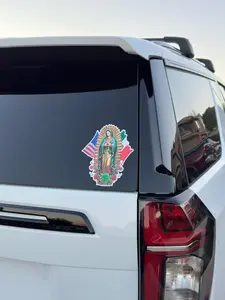 La Virgen De Guadalupe Mexico & USA Flag Color Vinyl Car Sticker - Colorful Decor Decorative Set Ornaments Religious Mexico Truck Decals Vehicle Exterior Decoration