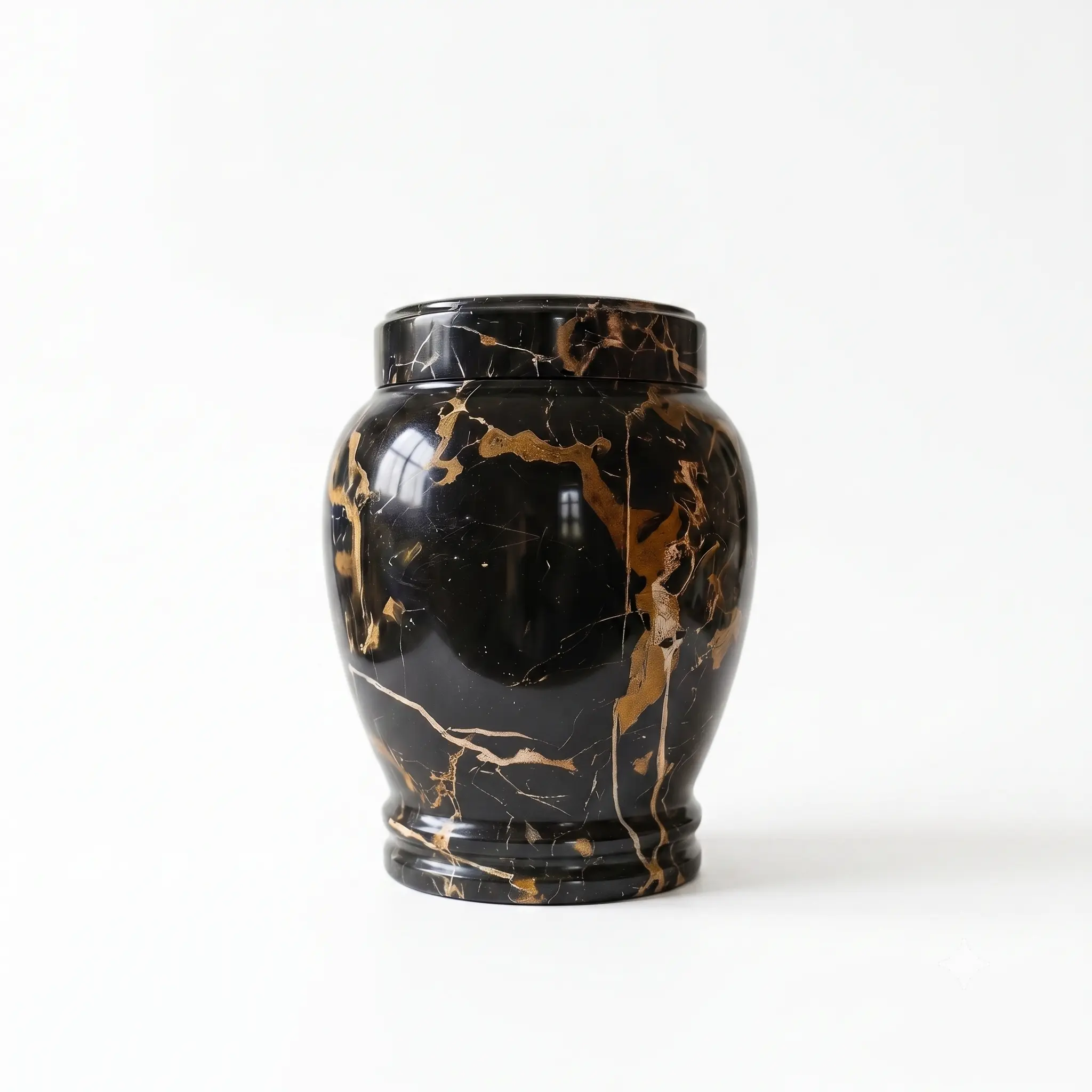 Black & Gold Luxury Marble Decorative Vase – Handmade Natural Stone Jar with Lid – Premium Home Décor Accent – Multiple SizesBlack & Gold Luxury Marble Decorative Vase – Handmade Natural Stone Jar with Lid – Premium Home Décor Accent –