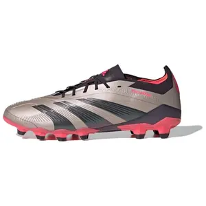 Adidas Predator Elite Men's Soccer Football Cleats - Comfort AG HG Studs for Traction, Durability - Silver Black, House White Official Shoes (Maison Mihara)