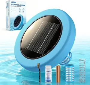 Alloxity Solar Pool Ionizer for Above Ground Pool, 450g Thickened Copper Pool Ionizer with 100 Mesh Filter & IP68 Waterproof Design, 85% Chlorine Reducing for Above & Inground Pool Up to 45000 Gallons