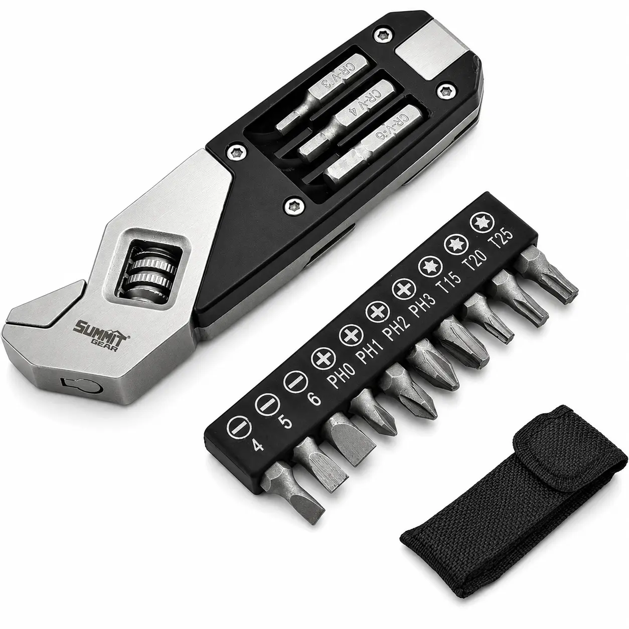 Summit Gear 17-in-1 Multifunctional Adjustable Mini Wrench 13 Bit Portable Screwdriver, Stainless Steel Cutter - Multifunctional Utility Multitools & Accessories for Outdoor, Home DIY