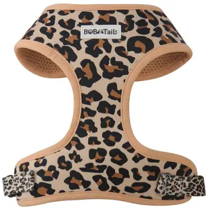 Bobotails Leopard Print Dog Harness for Outdoor Hiking Camping Beach Park Walking, Soft Adjustable Comfort Vest for Small Medium Large Dogs Modern Stylish Gear