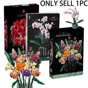 Multiple Bouquets Flower Creative Building Blocks Potted Plants Puzzle Assembly Living Room Decorations Fresh flowers decoration ornaments Holiday DIY Valentine's Day Birthday Gift