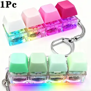 Keyboard Fidget Toy Light Emitting Keychain, 4-In-1 Decompression Button, Finger Clicker Stress Relief Gift, Perfect for Anxiety & Relaxation, Light Up Keys