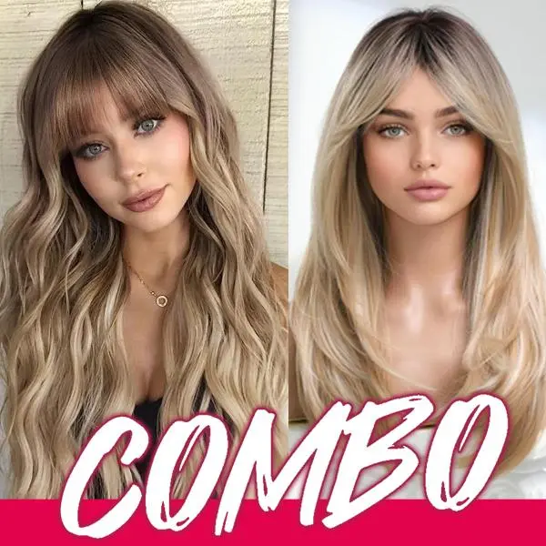 Live Only Combo Sale Blonde Wavy Wigs For Women Synthetic Hair Blonde Body Wave Lightweight Easy To Style Wig