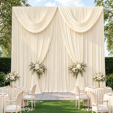 6-Panel Polyester Hangable Photo Backdrop Curtains - 5x10 ft Wrinkle-Free Look Decorative Fabric Drapes, Holiday & Photo Booth Backdrop for Wedding Photography, Home Festive Supplies