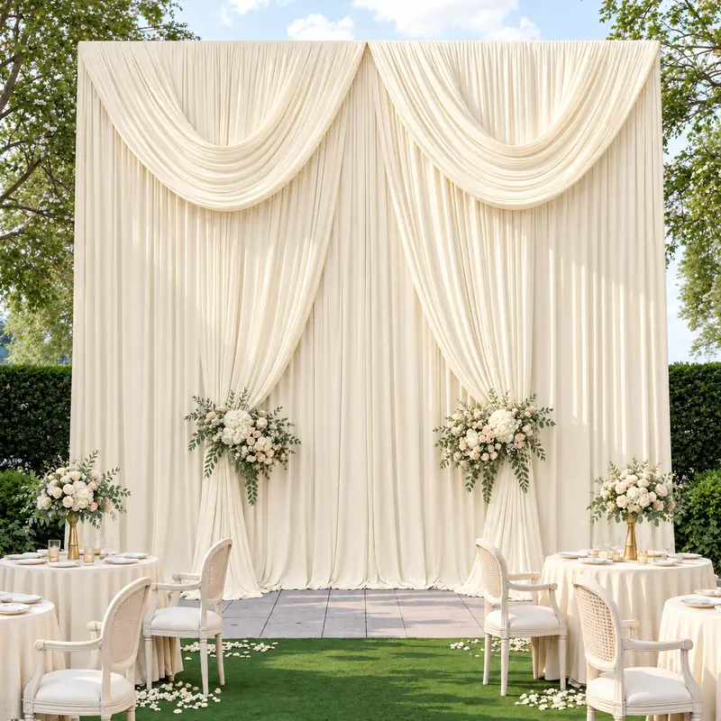 6-Panel Polyester Hangable Photo Backdrop Curtains - 5x10 ft Wrinkle-Free Look Decorative Fabric Drapes, Holiday & Photo Booth Backdrop for Wedding Photography, Home Festive Supplies