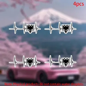 Albanian Eagle Stickers, Shqiperia Heartbeat Design, Durable Vinyl Material, Perfect for Cars Doors Windows Laptops Furniture Bags