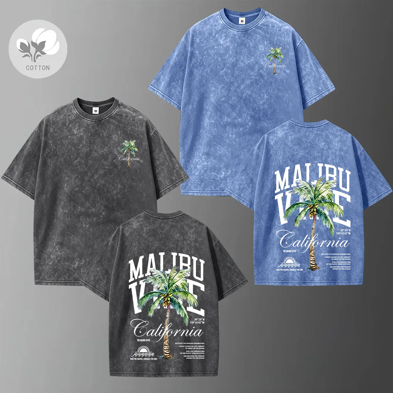 Men’s summer lightweight cotton short-sleeve T-shirt with palm tree print, washed distressed vintage design; suitable for everyday casual wear, sports, travel, work, basketball, camping, and fitness-an ideal summer gift for someone. summer casual shirt Gr