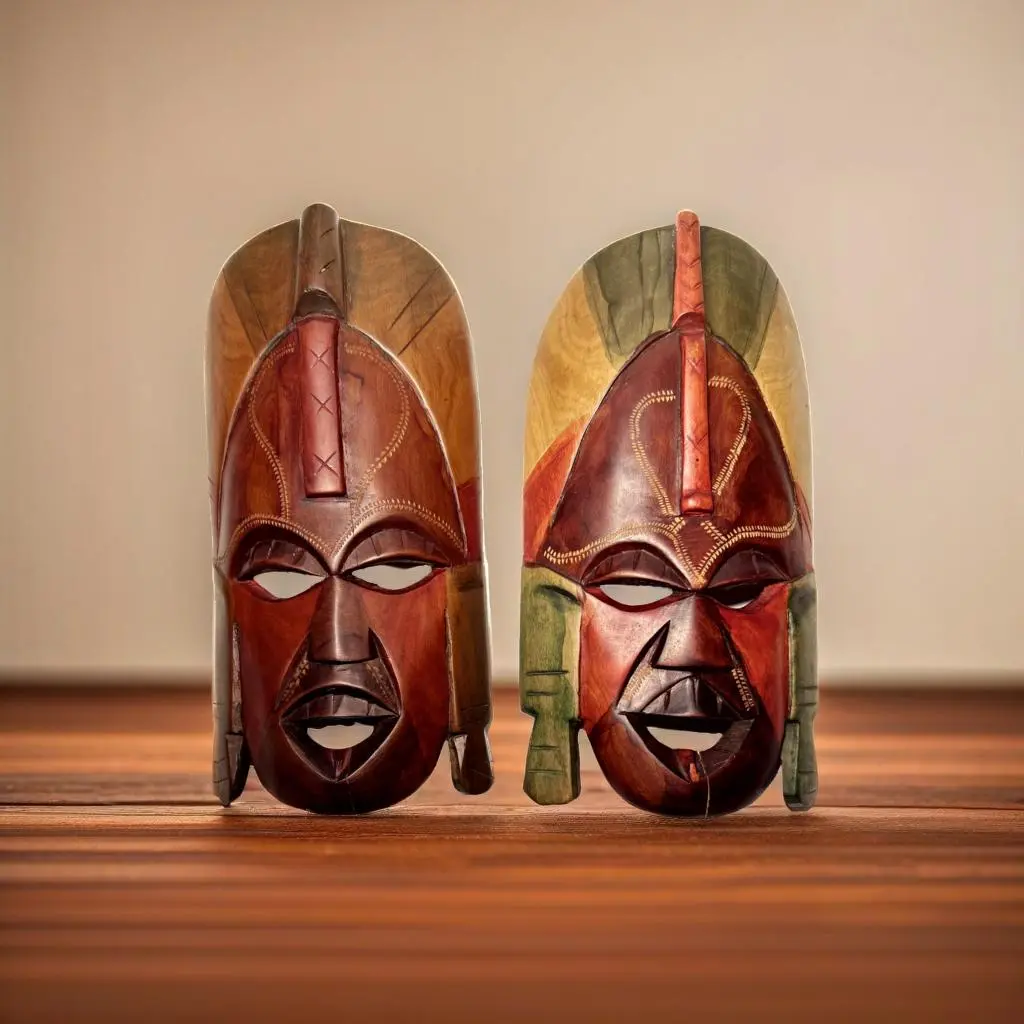 Twin Wooden African Masks
