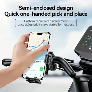 4- Motorcycle Phone Mount - Heavy-Duty Anti-Vibration Handlebar Holder for Motorcycles, E-Bikes, Mountain Bikes -Free Installation, Smartphone Compatible (iPhone/) No Power Required