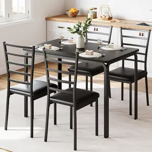 5-Piece Dining Table Set for 4, Modern Small Dining Table with Chairs, Table and Chairs Set of 4 with Padded Seats, Dining Room Table Set for 4, Kitchen and Dining Room Furniture