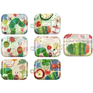 Cute Caterpillar AirPods Case – Kawaii Fruit Collage Design with Strawberry, Tomato & Heart Details, Pastel Checkered Background, Whimsical Cartoon Aesthetic, Adorable Gift for Kids & Girls, Trendy AirPods Protective Cover for Everyday Use