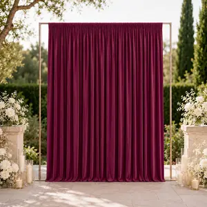 10ft x 12ft Spandex Backdrop Curtain Burgundy, 4-Way Stretch Wrinkle-Free Photo Booth Backdrop with Rod Pockets for Wedding & Events