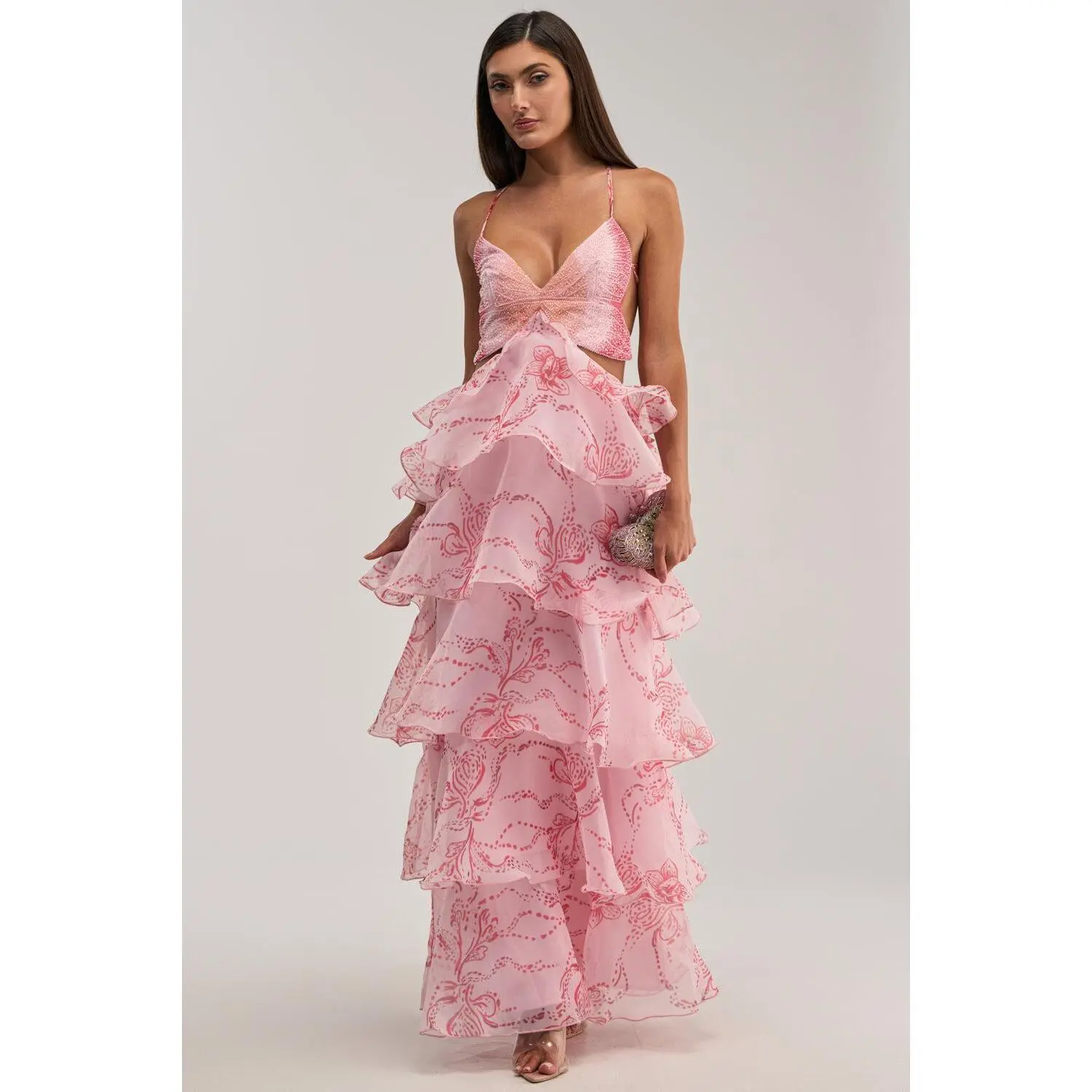 DON'T WAIT UP FLORAL CHIFFON MAXI DRESS
