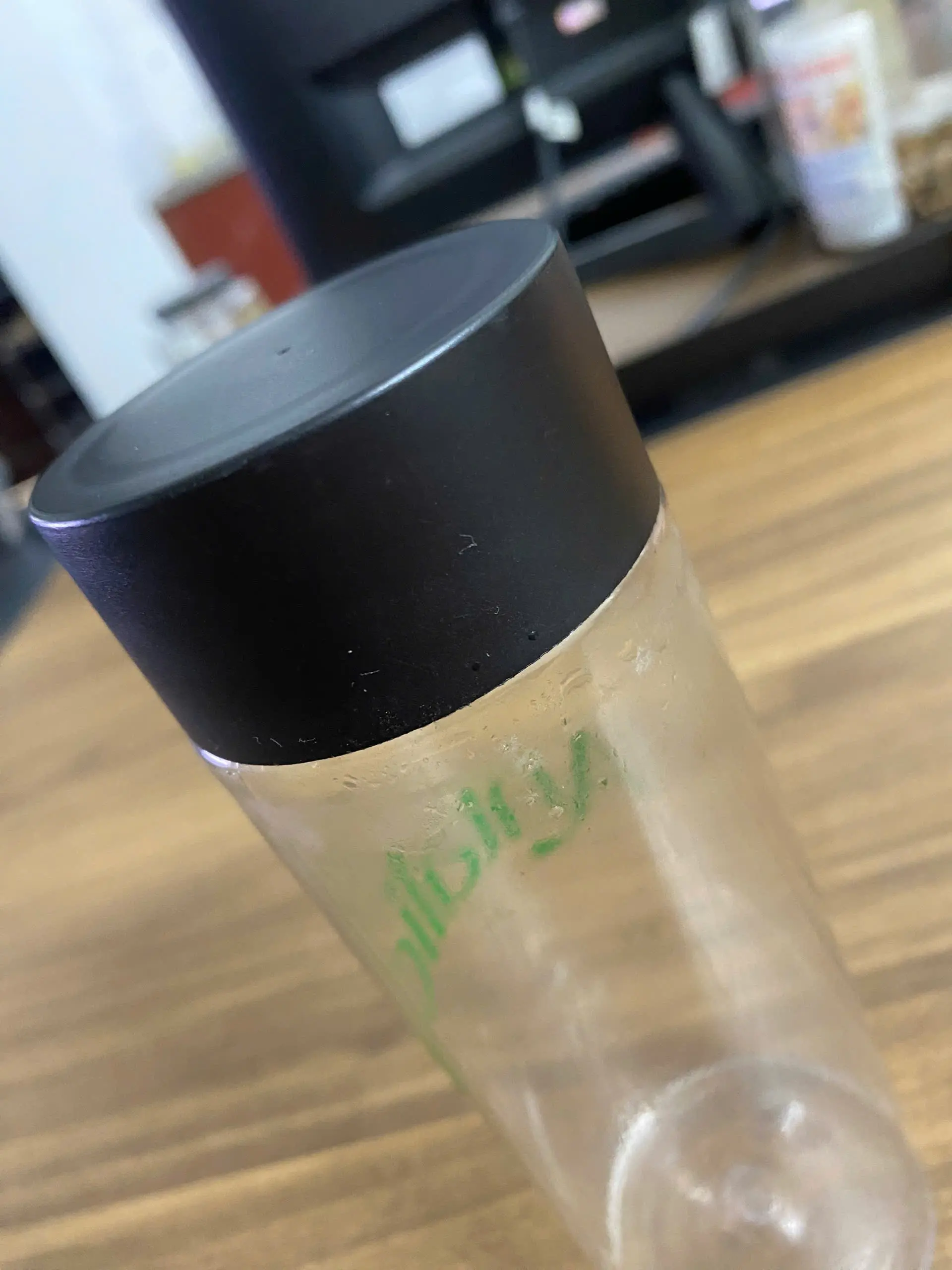 Clear Reusable Water Bottle with Black Lid, Slim Portable Drink Bottle for Gym, Office, Travel & Daily Use