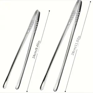 2 Pack Stainless Steel Multi-Functional BBQ Tongs Bread Ice Clip for Grilling Baking Camping Durable Kitchen Tool for Restaurant & Home