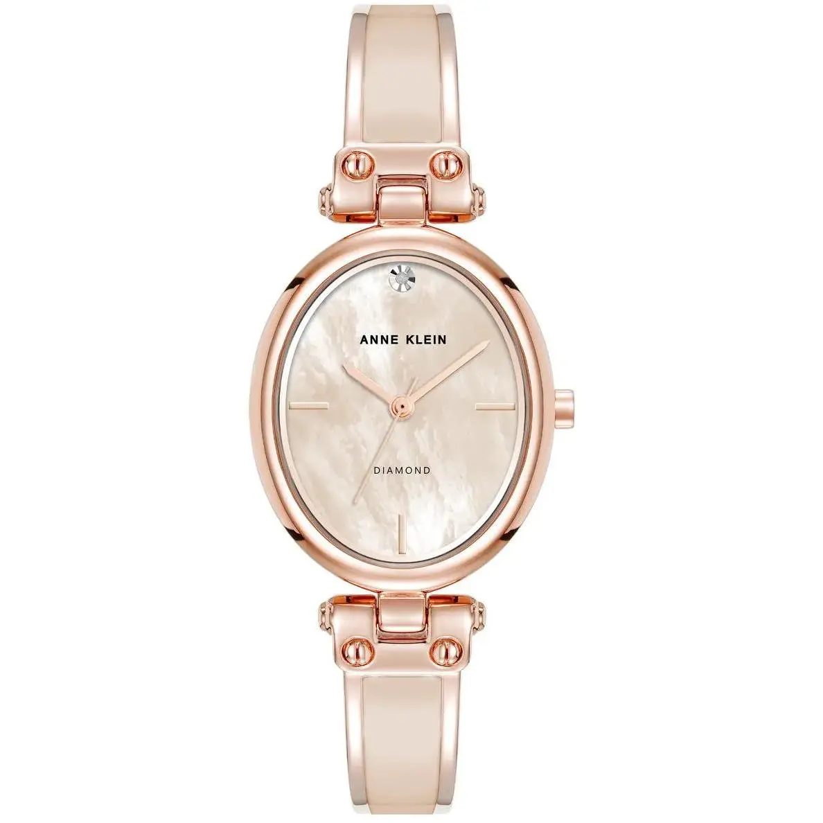 Anne Klein Rose Gold-Tone Oval Bangle Diamond Accent Ladies Watch AK/5118BHRG