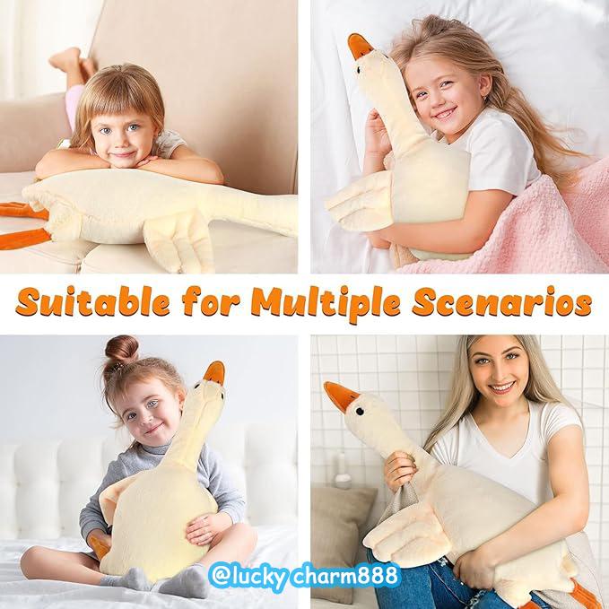 Cute Big White Goose Plush Pillow Toy! Large and irresistibly huggable, it's a favorite for both kids and adults. Suitable for all beds, offering coziness whether you cuddle or clamp it. A practical and sweet sleep companion.