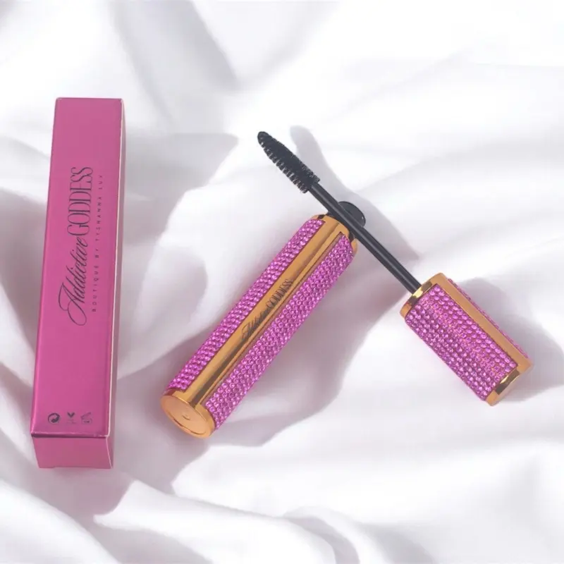 Follie de Vos Blink & Wink Lash Mascara - Makeup Cosmetic with Pink Beaded Design and Pink Box Packaging