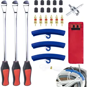 12.2 Inch Tire Spoons, Dirt Bike Tire Changing Tools, Tire Changing Kit, Tire Removal Tool, with Rim Protector, Valve Tool, Valve Cores and Caps, for Motorcycle/Lawn Mower/Tractor/Bicycle