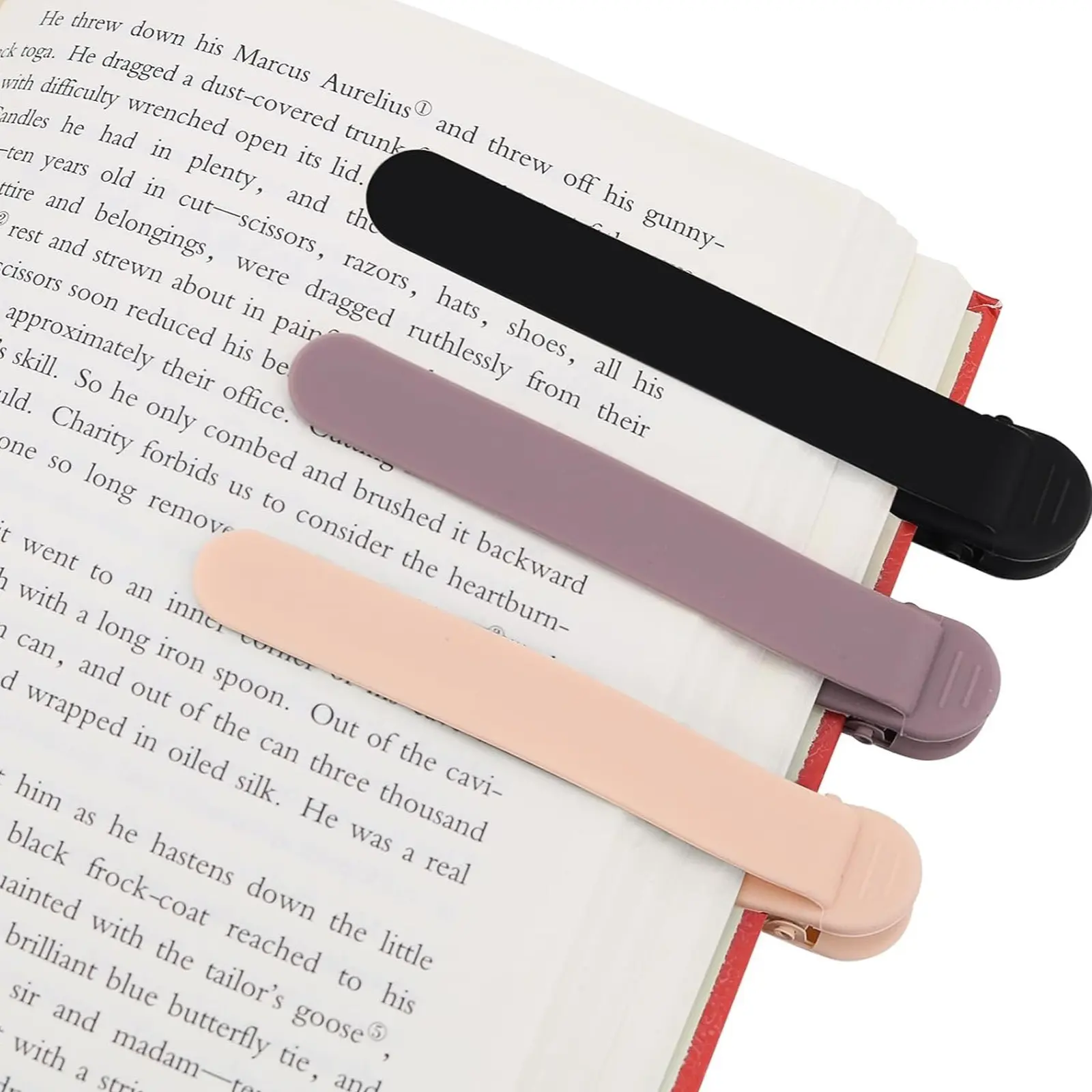 3pcs Automatic Bookmark Set, Durable Silicone Book Markers that Mark Pages Effortlessly for Reading Women Men Kids, Cute Unique Design Gifts for Book Lovers