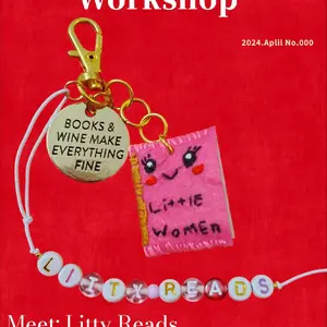 Pocket Critter Litty Reads - Books & Wine Make Everything Fine - 2024 April No.000 - Workshop - Litty Reads - Pink Felt Book Charm