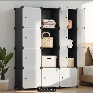 12-Cube Shape Storage Organiser, 30x24x30 cm Modular Bookcase with Compartments, Indoor Living Room Closet Shelves & Racks