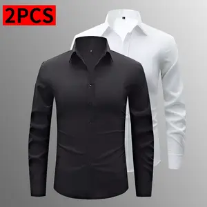 Men's formal shirts, casual shirts, classic button-down long-sleeved shirts, solid color series, soft and breathable, suitable for all seasons, suitable for business, outdoor leisure, wedding banquets, and dates