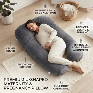 G-Shaped 60” Pregnancy Pillow – Full Body Support for Belly, Back, Neck & Legs with Removable Cover