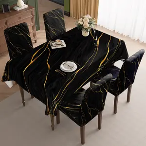 2/5/7PCS restaurant chair decoration, embellished with black marble texture and gold lines, removable for cleaning, dirt resistant, sewn closed, suitable for home, office, and hotel chair decoration