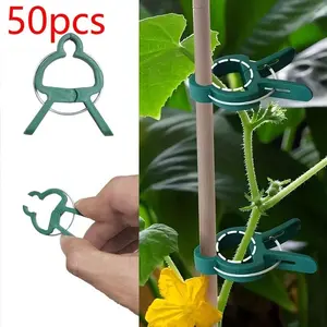 50Pcs Adjustable Plant Support Clips, Reusable Durable Plastic Garden Clips for Tomato Vine Flower, Easy Install Plant Holder for Healthy Growth & Neat Garden