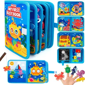 Busy Book for Toddlers, Busy Board Felt Quiet Book for Baby Sensory Board Learning Activities Travel Toys for Fine Motor Skills, Quiet Book with Life Skills, Cognition, Sorting, Matching