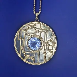 Dolphin Technology Symbolic Circuit Radionics Pendant 04 for Energy Amplification Harmonization Spiritual Aura Enhancement and Desire Attraction with Gem-grade Quartz Crystal and Metal Coating