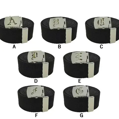 Initial Buckle with Belt - Personalized Accessory for Men and Women, Black Color, Military Canvas Design, Adjustable Buckle Vintage Western Belt Western Cowboy Belt