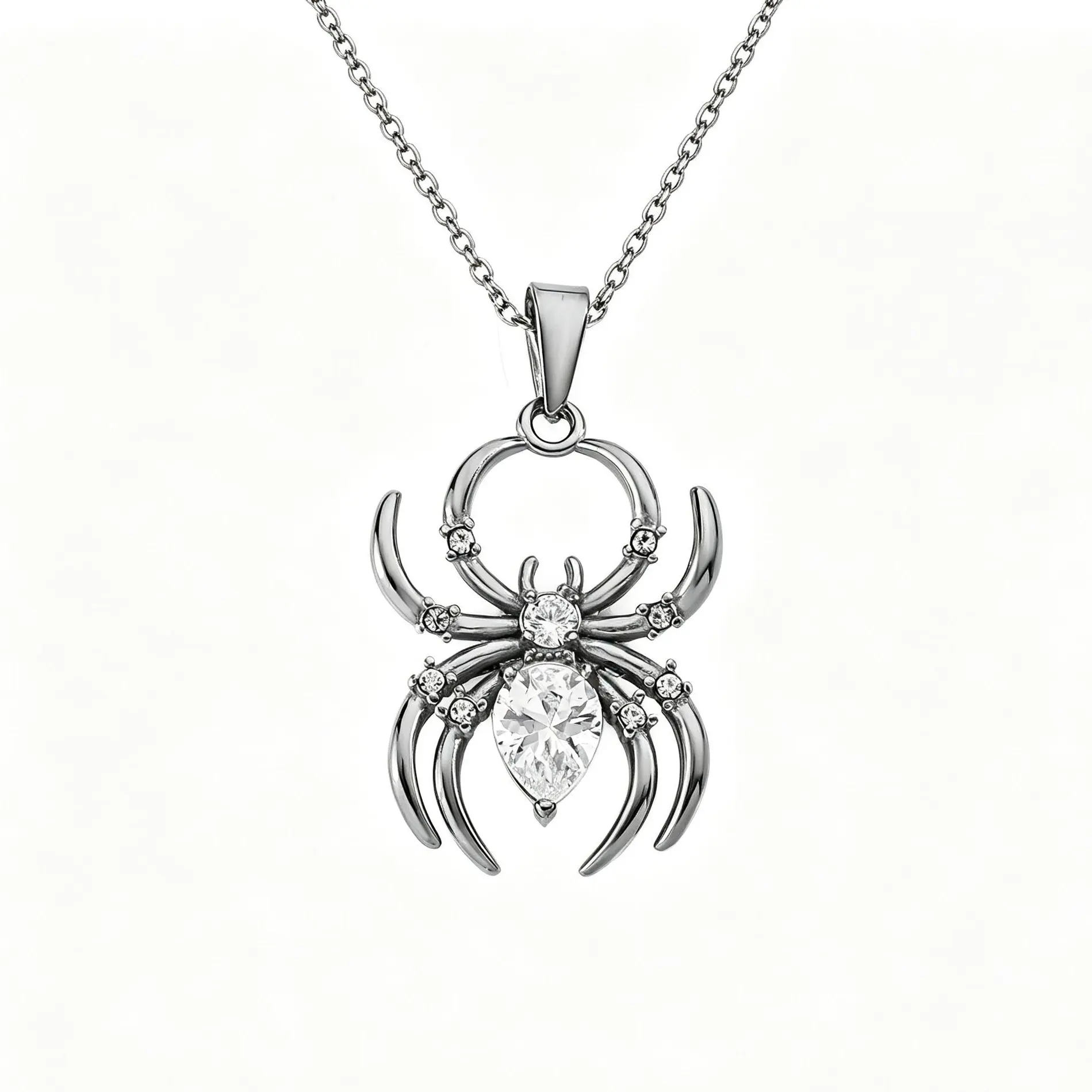 Spider Necklace Stainless Steel Halloween Gift Rust Free
