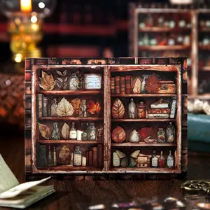 Vintage Cabinet Theme Deco Stickers Pack, DIY Crafts Scrapbook Material for Water Cups Albums Photo Frames Journals Decorative Decoration