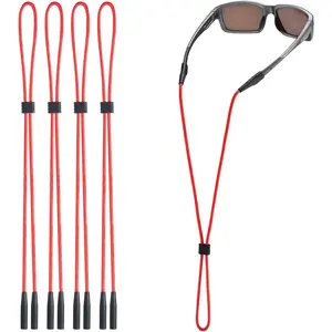 Eyeglasses Strap Holder, Glasses Strap - Eye Glasses Holders Around Neck - Adjustable Sunglasses Straps String for Men Women Kids - Eyewear Retainer Cord Chain Lanyard (4pcs Red)