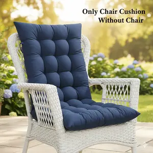 High Back Rocking Chair Cushion Thick Lounge Chair Pad with Ties Comfortable Soft Tufted Seat Cushion Full Back Support Fabric Cushion for Patio Furniture Outdoor Seating Office Chairs