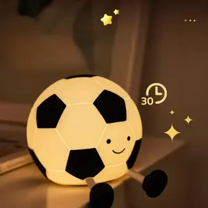 Soccer Ball Night Light, Rechargeable 7-Color Changing Silicone Squishy Lamp, 3-Level Dimmable Touch Control Nightlight, Cute Football Decor for Kids Bedroom, Desk, Office, Birthday Gift for Boys & Girls