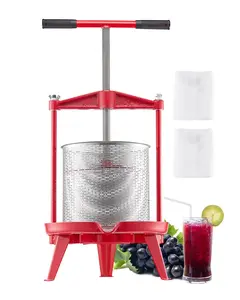 3.69 Gal / 14 L Fruit Wine Press With Stainless Steel Basket, Cross-Beam Triangular Frame, Manual Juicer For Cider, Apple, Grape Tincture Making, T-Handle Press For Kitchen Home Winemaking