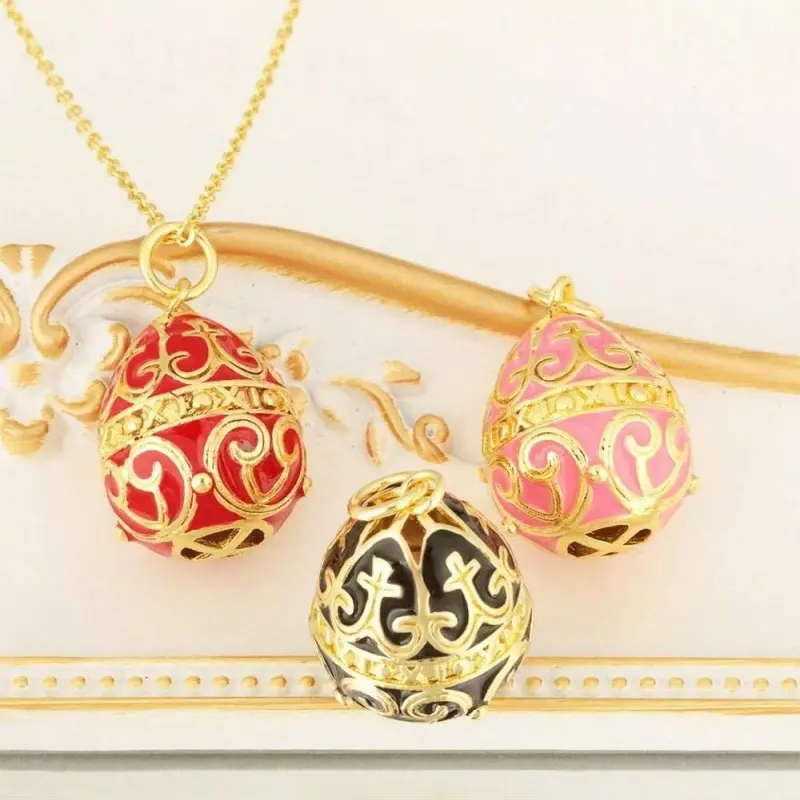 Retro Easter Egg Necklace - Vintage Style Oval Pendant with Intricate Patterns, Festive Spring Jewelry Gift for Girls, Elegant Holiday Accessory tarnish proof men's