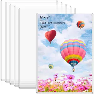 6PCS 6" x 9" Clear Hard Plastic Rigid Print Protectors, Top Loading Large Card Sleeves for Jumbo Cards, Postcards, Photos, Trading & Sports Cards