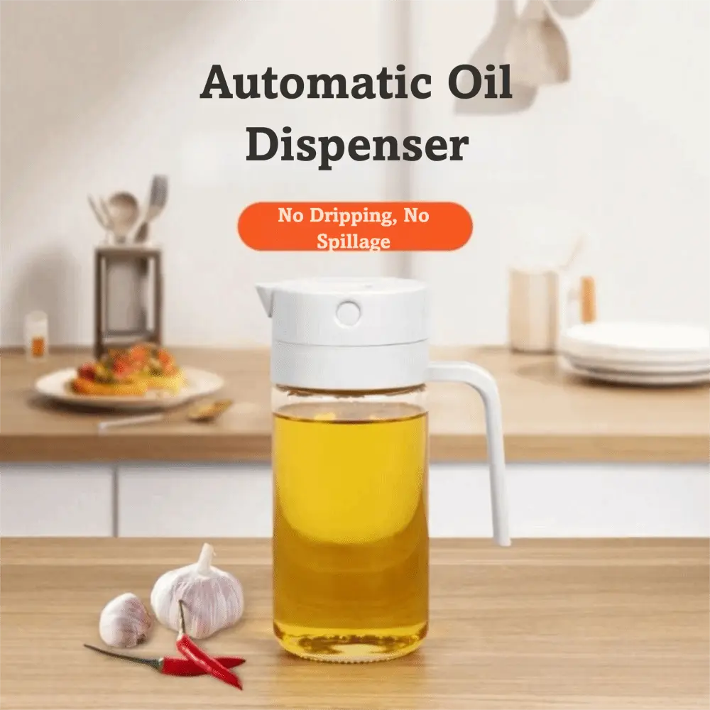 【Christmas 50％off】 anti drip design, modern style, dual spray function, gravity bottle, automatic sealing borosilicate glass vinegar bottle, salad dressing bottle, fashionable kitchen supplies, fashionable liquid separator, high-quality glassware